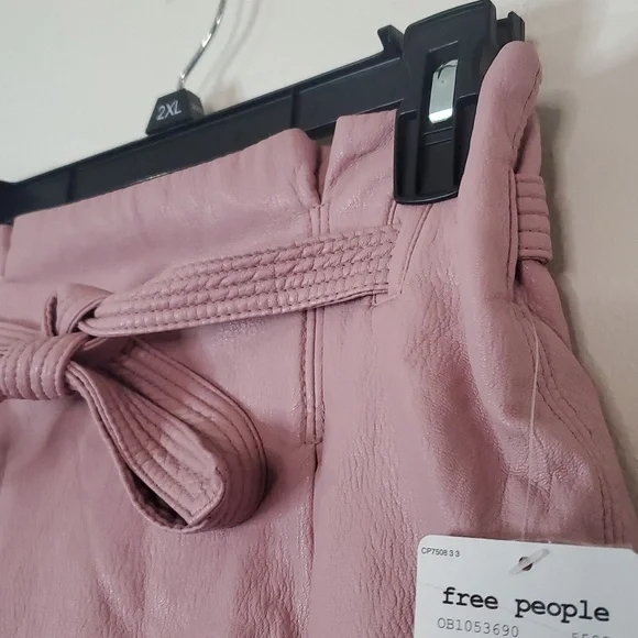 NWT Free People Payton Faux Leather Paperbag Mini Skirt Size 4 Mauve Swoon - Picture 7 of 13